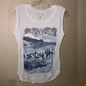 NWOT Guess Graphic Tank White Small